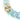 Close-up detail of the opaline blue marbled links and gold-plated center element on the 2 Tone Flat Chain Bracelet.