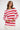 Woman wearing a red and white striped sweater with 'al male' text on a white background