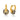 Gold hoop earrings with stone-like beads on a white background