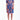 Amalia Valencia Dress crafted from 100% hemp featuring a vibrant blue and red floral print shown in a full length front product view.