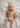 Dark beige thick cotton blend baby apple onesie with long sleeves and fold-over feet.
