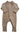 Dark beige 280gsm cotton blend baby apply onesie featuring a two-way zip and footed design.