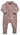 Rose pink thick cotton blend baby apple onesie featuring long sleeves and fold-over feet.