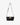 Aurora Bag in black leather styled with an adjustable long crossbody strap and light gold hardware.