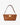 Aurora Bag in tan leather featuring a structured silhouette, front flap, light gold clasp, and a short shoulder strap.