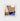 Blue Abstracts framed print measuring 83x83cm, featuring abstract geometric brushstrokes in blue, brown, and beige within a natural timber frame.