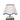 Cream fabric lampshade with a distinct scallop edge and dark blue piping detail along the rim.