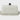 White butter dish with a black rim and lid on a white background