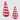 Ciao Bella Red and Pink Glass Cone displayed together in small and large sizes to create a striking festive display.