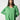 Model wearing the classic V-neck sweater in green showing dropped shoulders and long sleeves.