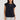Front close-up view of the Composure Top in Navy showcasing its ribbed crew neckline and contrast stitch detailing.