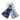 Flat lay display of the reversible blue Dachshund Scarf featuring a playful dog print and fringed edges.