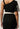 Elodie One Shoulder Embroidery Dress Black back detail view highlighting the one-shoulder silhouette and removable waist belt.