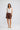Esplanade Short in coffee brown front view, featuring a cotton linen blend relaxed fit with an elasticated waistband and front cutaway pockets.