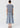 Back view of the Evlyn Knit Top in blue/choc showcasing its square pattern throughout and ribbed hem detail.