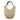Faly Bag in natural colour featured as a small woven raffia tote with refined leather accents.