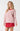 Felix Long Sleeve Red Pink Stripe front view featuring a neat fit T-shirt with long sleeves and contrast neck binding.