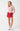 Felix Long Sleeve Red Pink Stripe full body view featuring 100% cotton jersey fabric and a straight hemline.