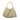Front view of the large Fitia Bag in natural raffia straw showcasing its elegant gathered silhouette and structured woven design.