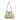 Front view of the small Fitia Bag in natural raffia straw featuring thin leather straps and a structured shape.
