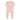 Frilled ribbed onesie light pink flat view displaying the soft cotton blend garment featuring frilled details and fold over feet.