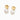 Gold dimple stud earrings with pearl drops.