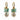 Gold hoop stud earrings w stones & pearl drop featuring soft green Amazonite stones and a statement pearl drop.