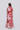 Ina Shirt Maxi Dress back view featuring a silk and linen blend maxi shirt dress with short sleeves and a self-tie rope belt in pink red floral.