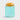 Medium turquoise sprayed glass Jar Puffy with a rounded yellow-orange lid.
