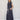 JL Maxi Skirt navy side view crafted from lightweight woven cotton with a natural drawstring tie.