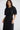 Jocelyn Dress in Black crafted from a viscose linen blend, showing gathered underbust detailing.