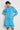 Jostle Dress Lagoon featuring antique brass buttons down the centre front and 100% linen fabric in a vibrant blue hue.