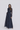 Louna maxi dress front view featuring a buttoned up front, hidden placket, and removable self covered belt in midnight sky.