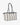 Mira Tote Navy Canvas angled view highlighting a clean, structured shape.