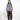 Front view of the navy and brown striped tucked shirt with long sleeves and exaggerated collar on a model.