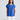Front view of the Percy Top in Cobalt featuring a round neck and capped sleeves with turned cuffs.
