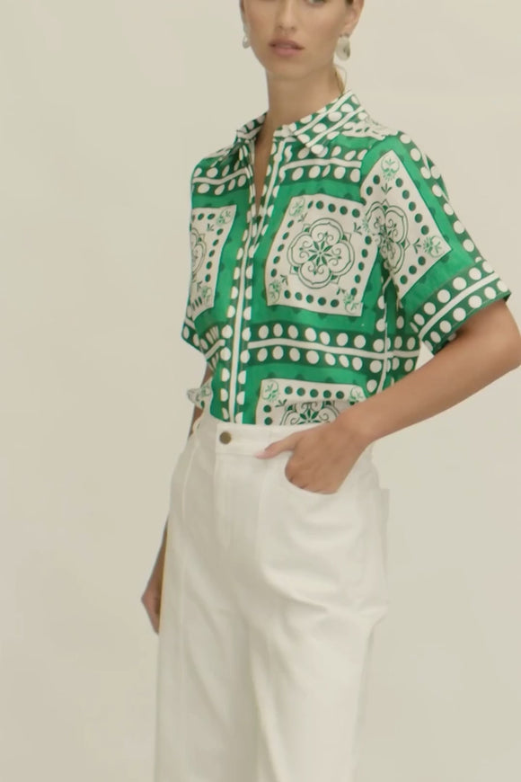 Zoe Kratzmann Pixel Top in Parrot Scarf