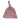 Powder pink Ribbed knotted baby beanie featuring a soft top knot and folded cuff.