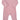 Powder pink ribbed cotton blend baby onesie featuring long sleeves and a hidden two-way zip.