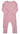Powder pink ribbed cotton blend baby onesie featuring long sleeves and a hidden two-way zip.