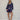 Sloan Top Navy Vintage Floral full length view on a model featuring lightweight woven ramie and billowed sleeves.