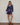 Sloan Top Navy Vintage Floral full length view on a model featuring lightweight woven ramie and billowed sleeves.