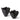 Studio group view of the Textured Wave Vases in black high-temperature porcelain, showcasing both sizes with unique wavy, ruffled rims for interior accenting.