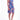Tia Valencia Dress crafted from 100% hemp featuring a vibrant blue and red floral print shown in a side product view.