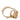 Small gold two-ring aluminum sculpture crafted with a sleek and sophisticated finish for interior decor.