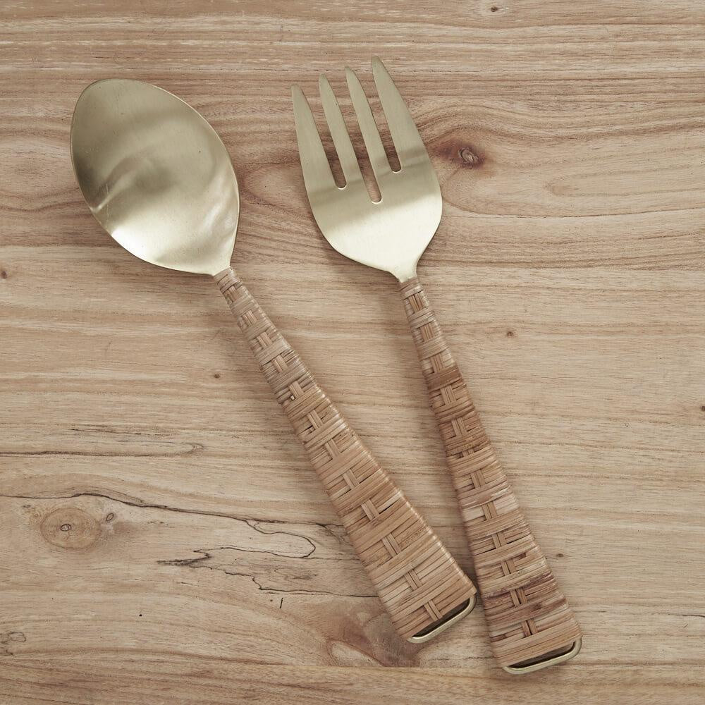 Wicker Server Rattan Salad Servers - The White Place