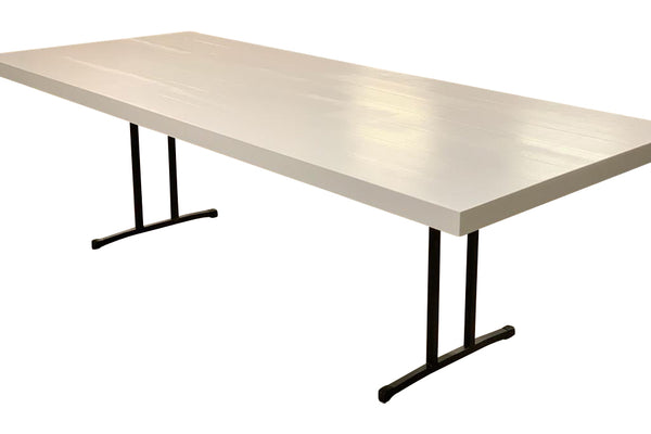 white timber dining table
