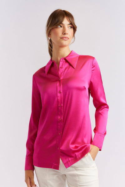 Pink silk shirt - free shipping