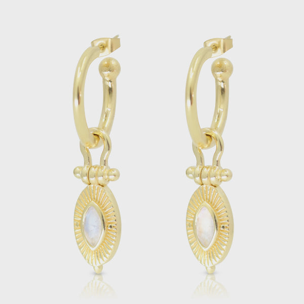 Gold moonstone radiance earrings from Toni May