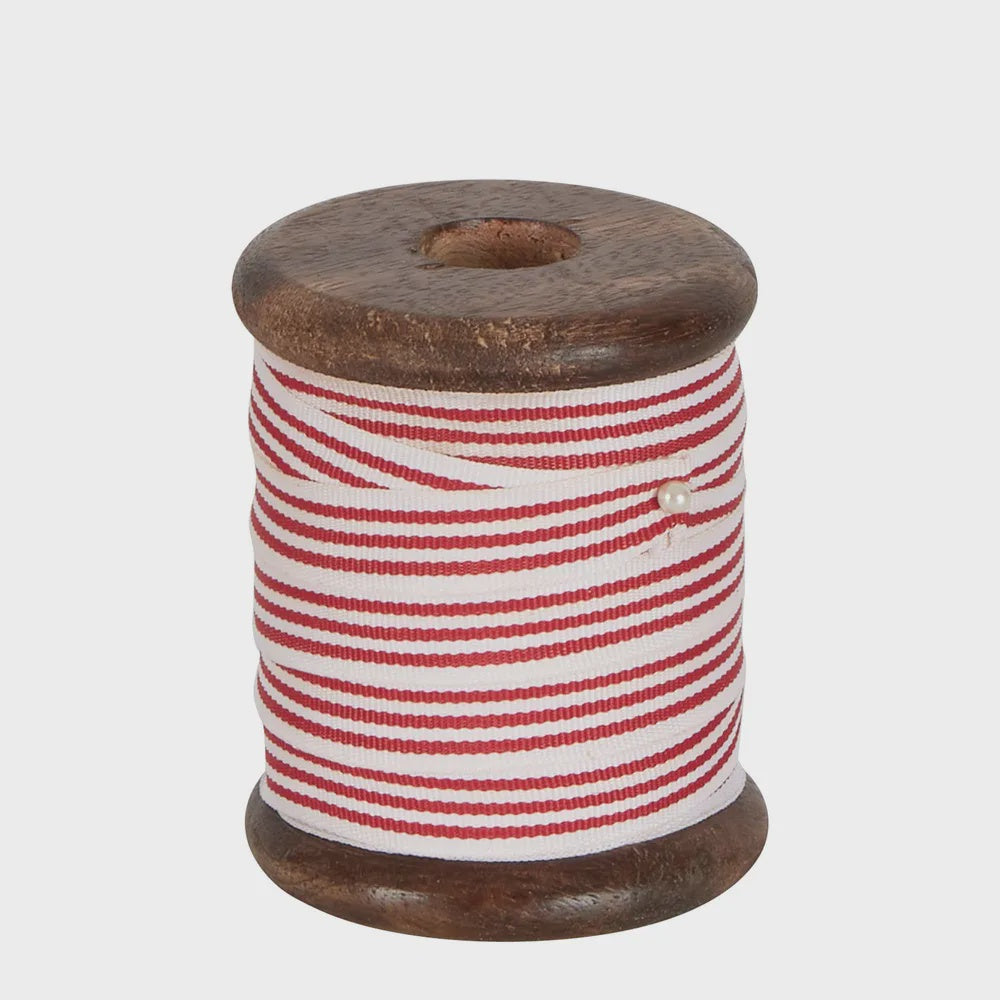 Red Ribbon on Wooden Spool 10m - The White Place